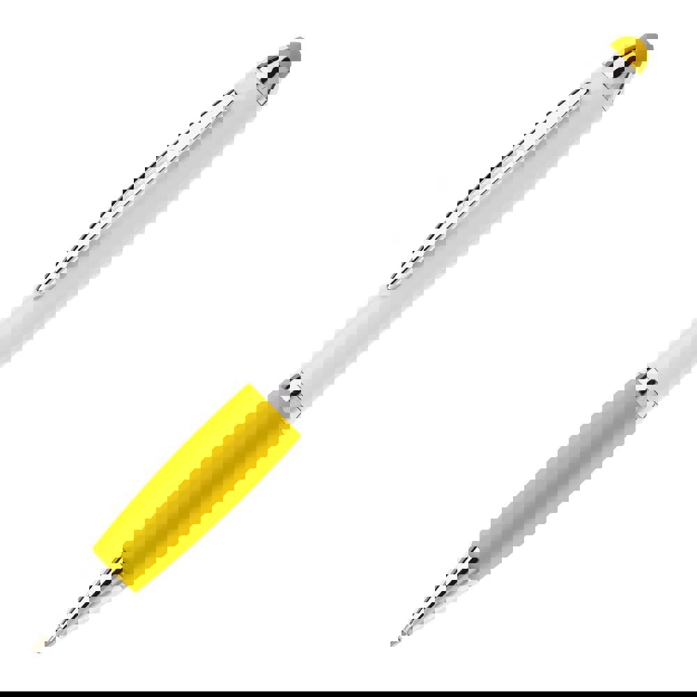 Balpen Hawaï stylus hardcolour - met logo of onbedrukt bestellen - Wit / Geel