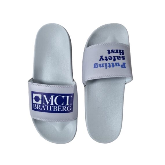 Badslipper met PU band en print - bedrukt of onbedrukt verkrijgbaar