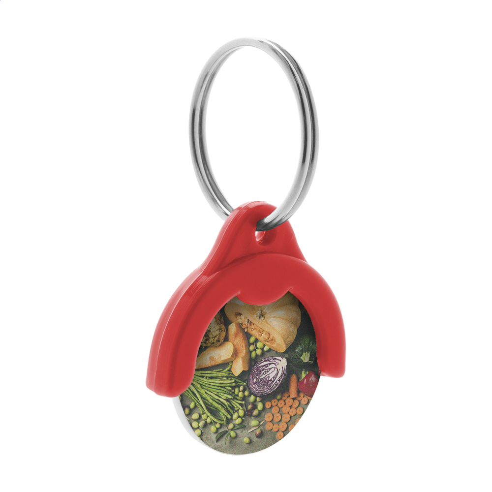 Token - winkelwagenmuntje sleutelhanger - voor bedrijven en relatiegeschenken - rood