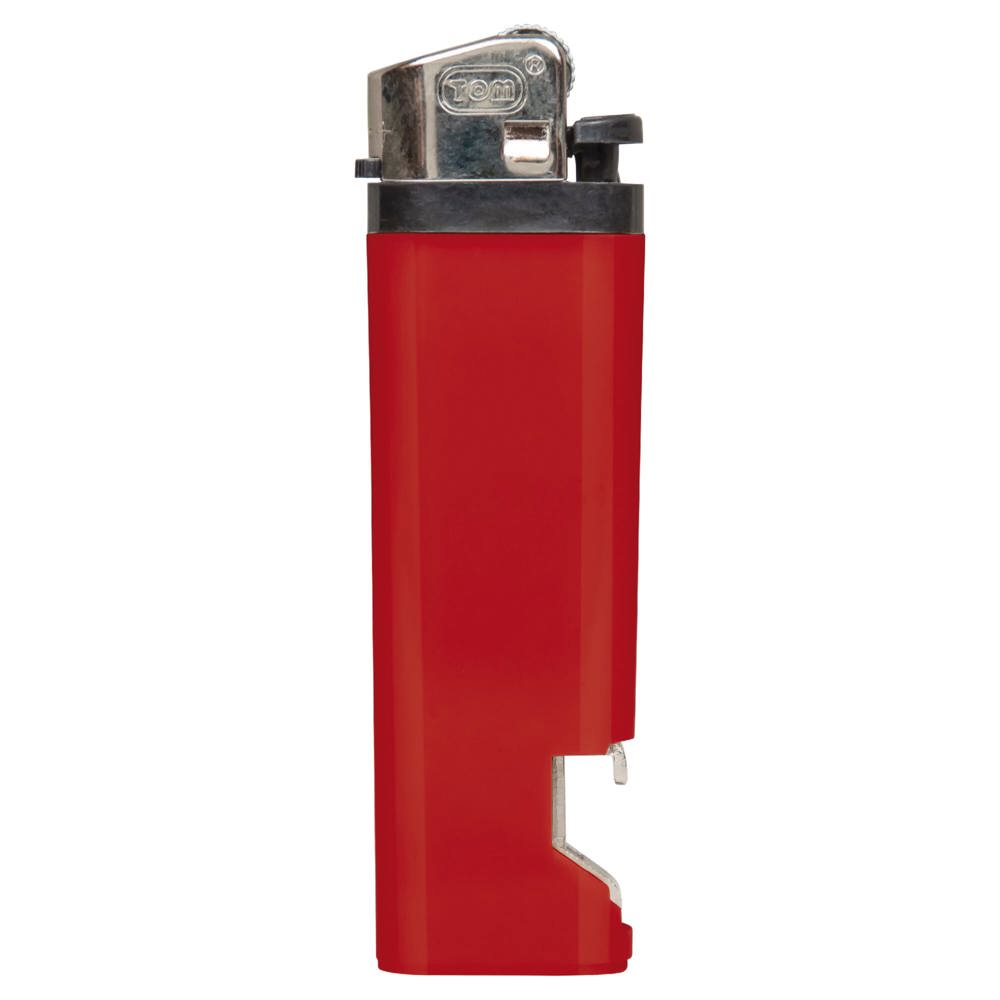 Wegwerpaansteker met flesopener - met logo of onbedrukt bestellen - Rood