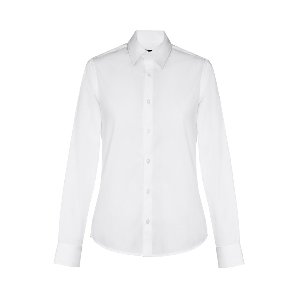 THC PARIS WOMEN WH. Popeline overhemd met lange mouwen voor dames. Witte kleur - voor bedrijven en