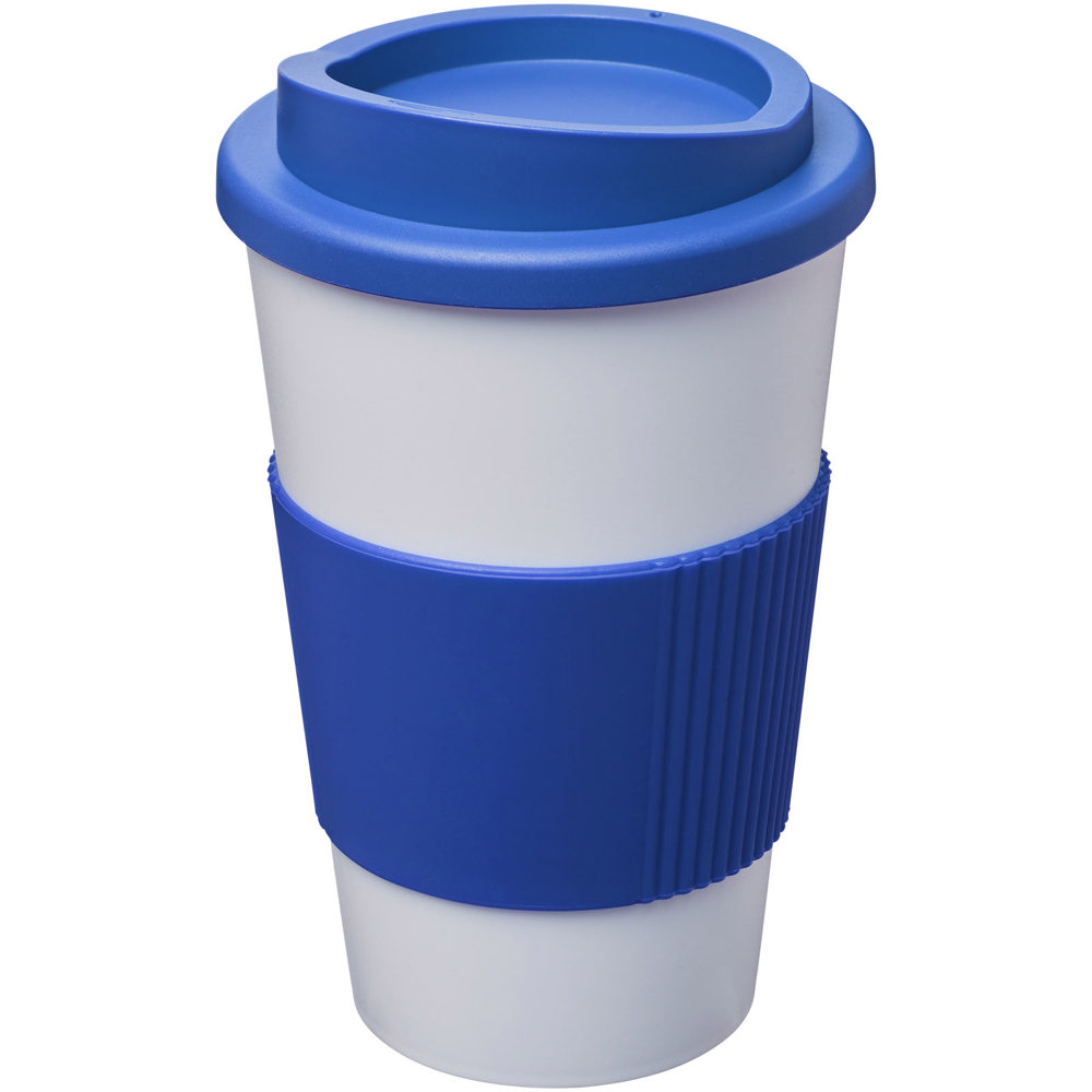 Americano® geïsoleerde beker van 350 ml met handgreep - bedrukt of onbedrukt verkrijgbaar - Middenblauw, Wit