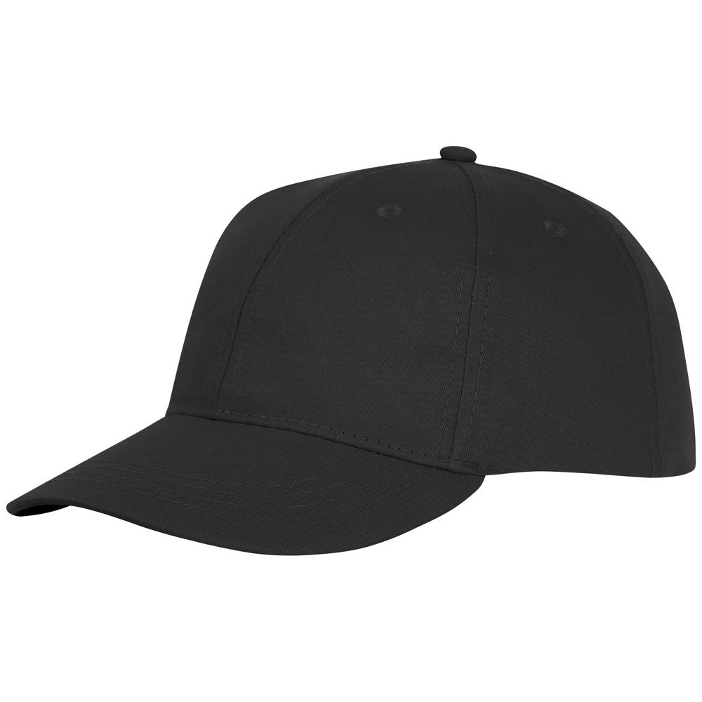Ares 6 panel cap - bedrukt of onbedrukt verkrijgbaar - Zwart