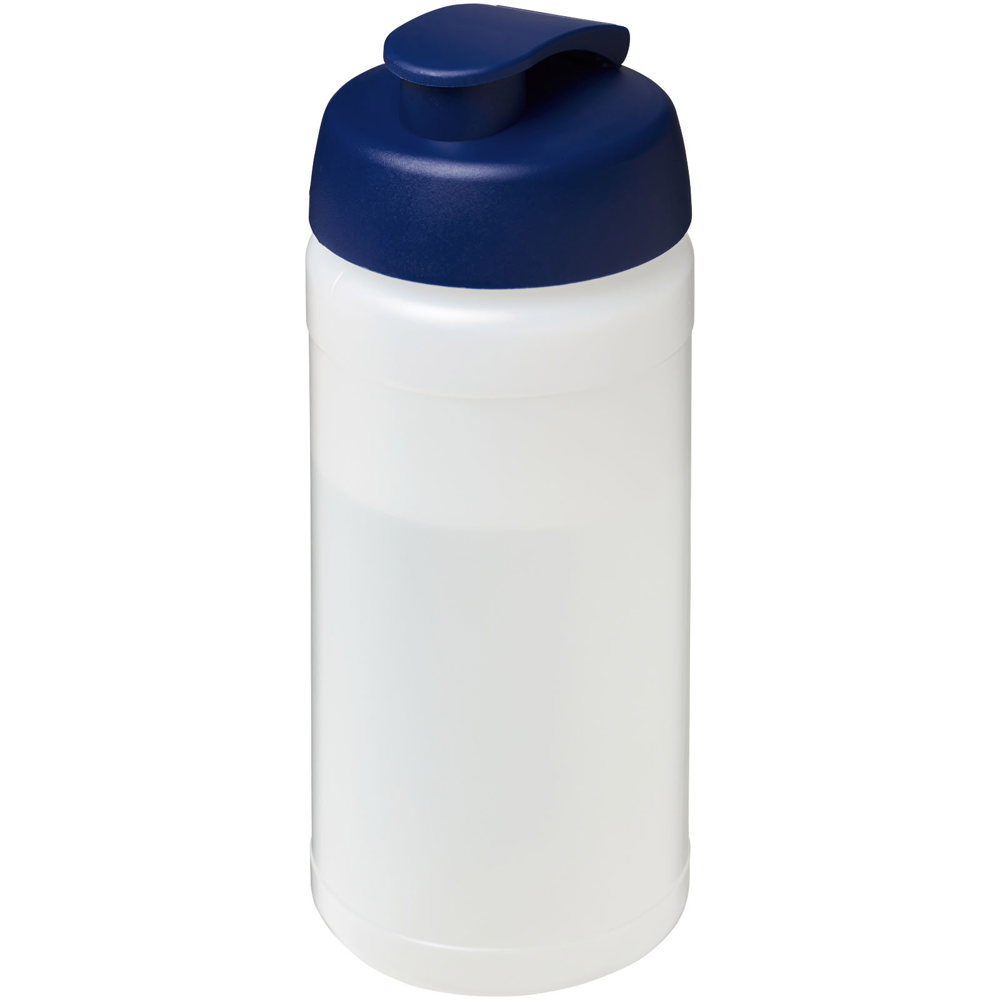 Baseline® Plus 500 ml sportfles met flipcapdeksel - met logo of onbedrukt bestellen - Transparent, Blauw