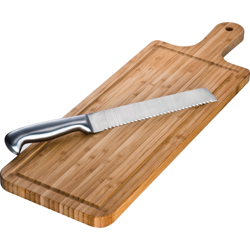 Bamboe snijplank met mes - kopen of bedrukken
