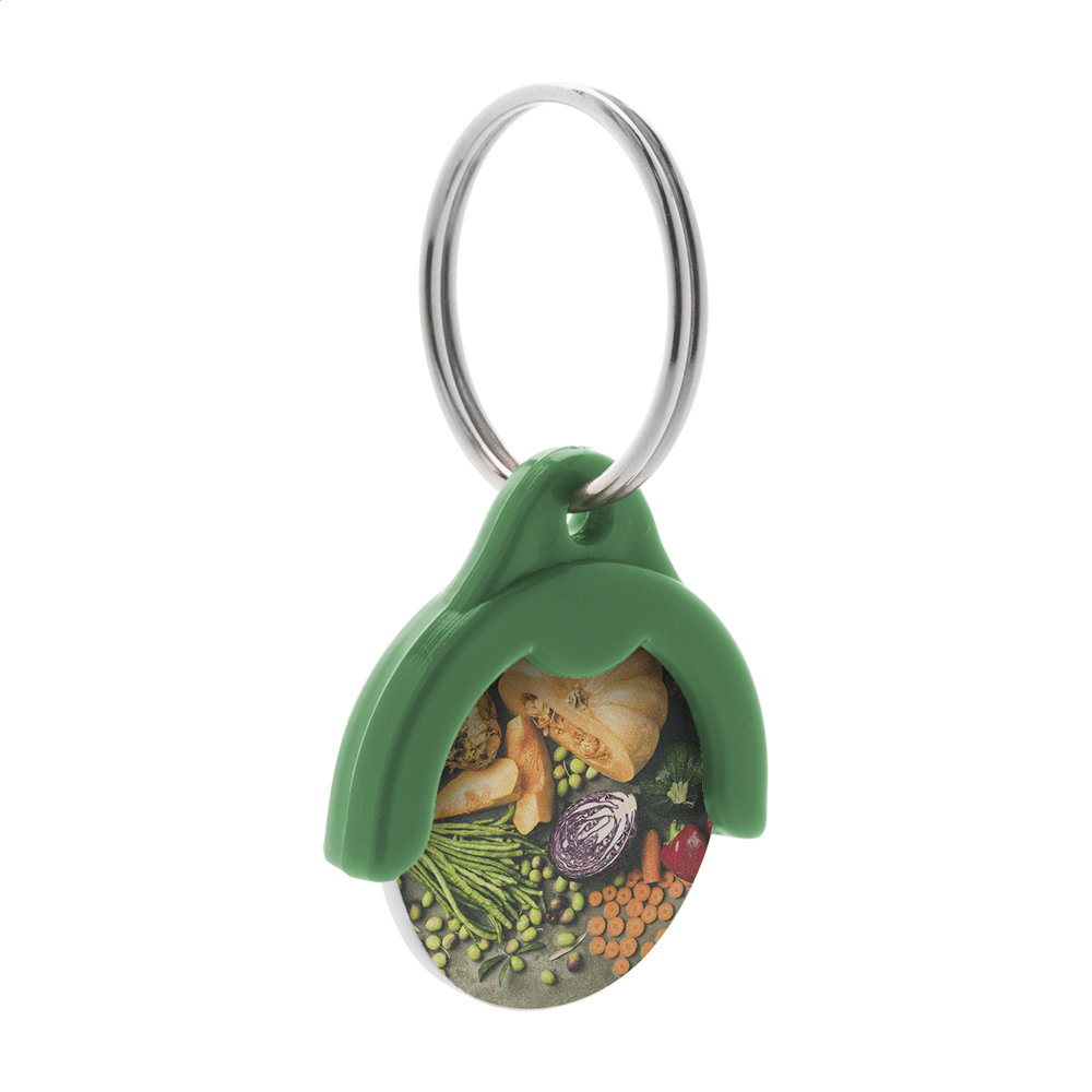 Token - winkelwagenmuntje sleutelhanger - voor bedrijven en relatiegeschenken - groen