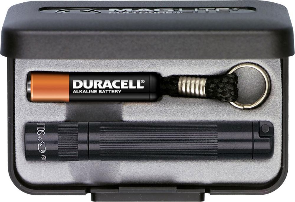 Aluminium Maglite Solitaire zaklamp - bedrukt of onbedrukt verkrijgbaar - Zwart