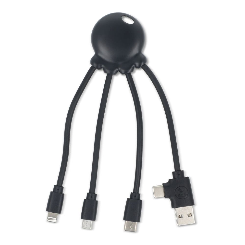 4009| Xoopar Eco Octopus Oplaadkabel Ocean Bound Plastic - kopen of bedrukken - Zwart