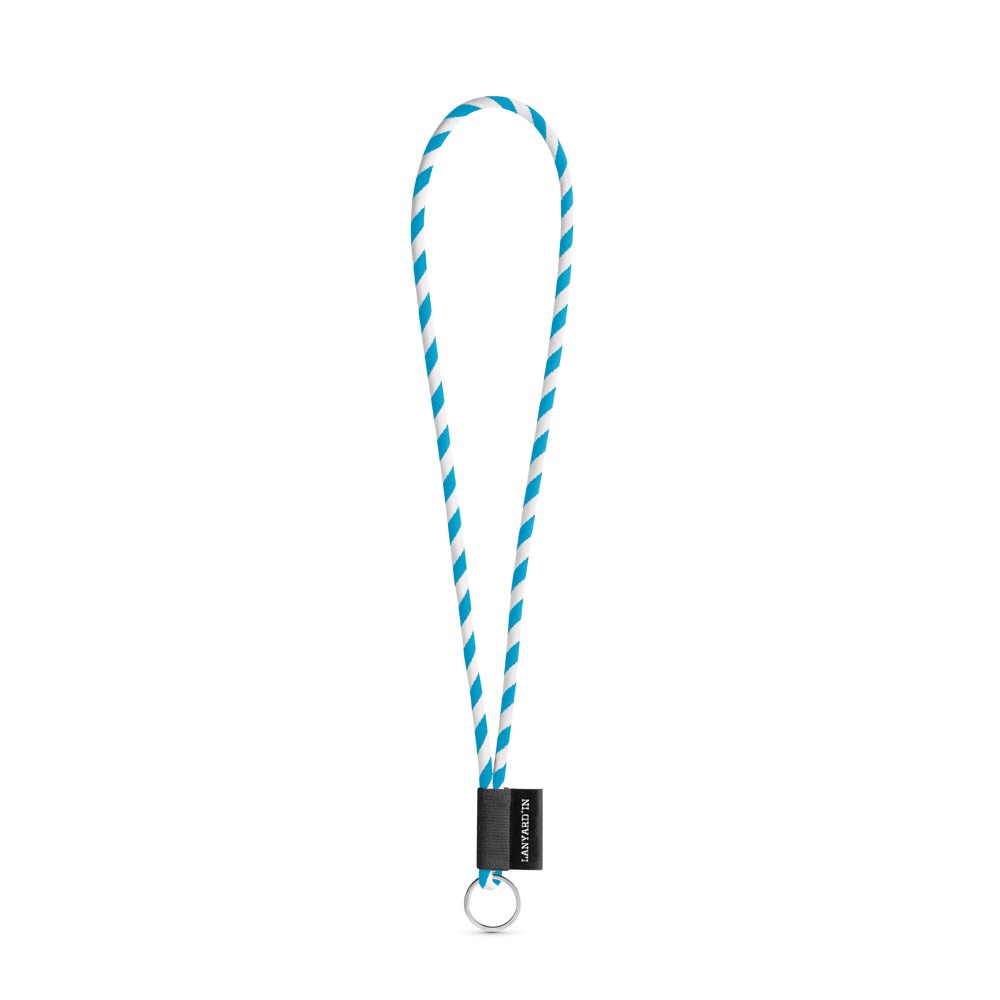 75093. Lanyard Tube Long Set I. Standaard modellen - voor bedrijven en relatiegeschenken - Wit, Licht blauw