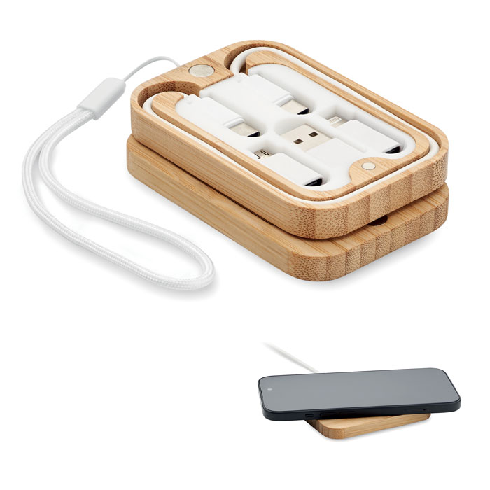 CHARGOO - 15W draadloze oplader in bamboe - voor bedrijven en relatiegeschenken