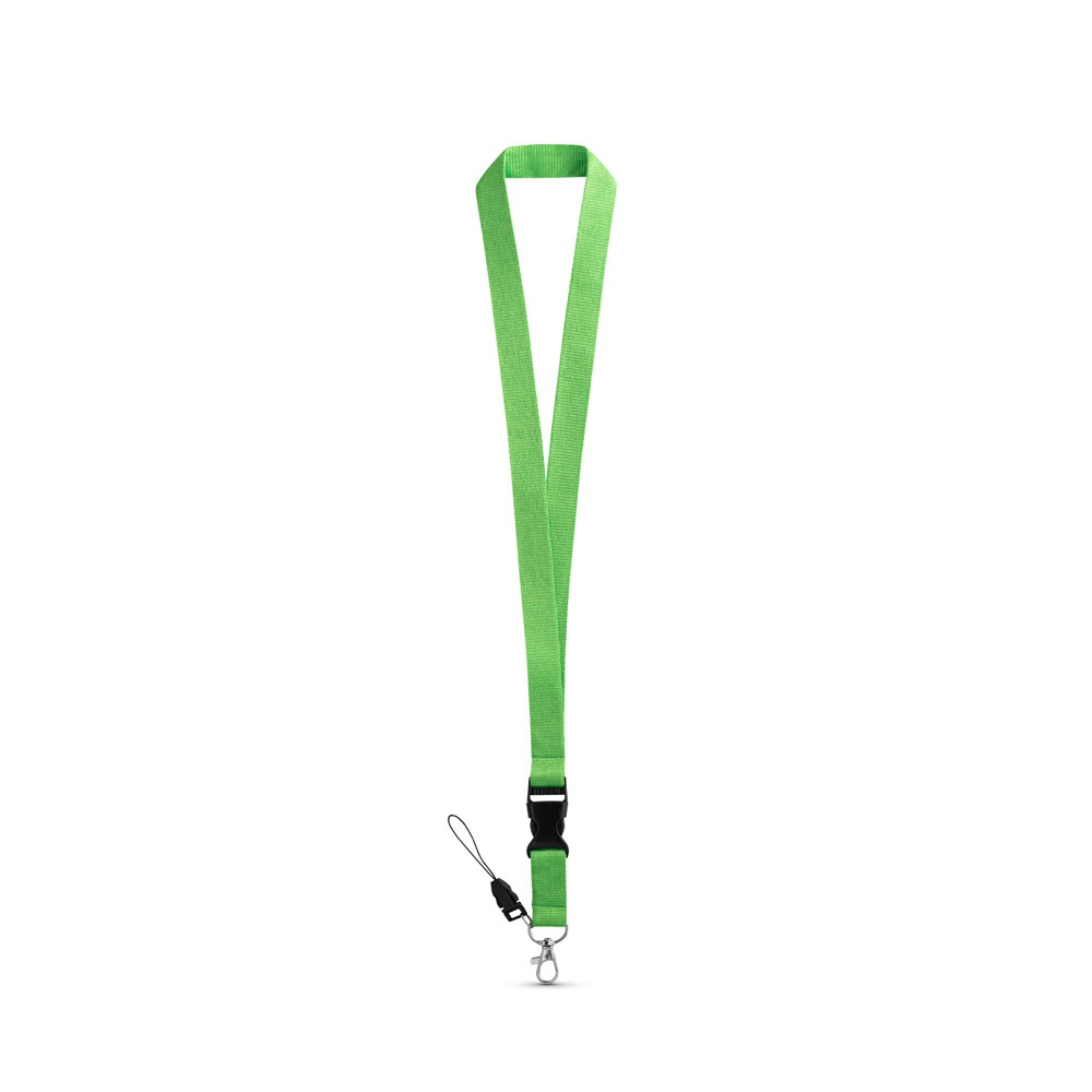 ANQUETIL. Polyester lanyard met metalen karabijnhaak - voor bedrijven en relatiegeschenken - Licht groen