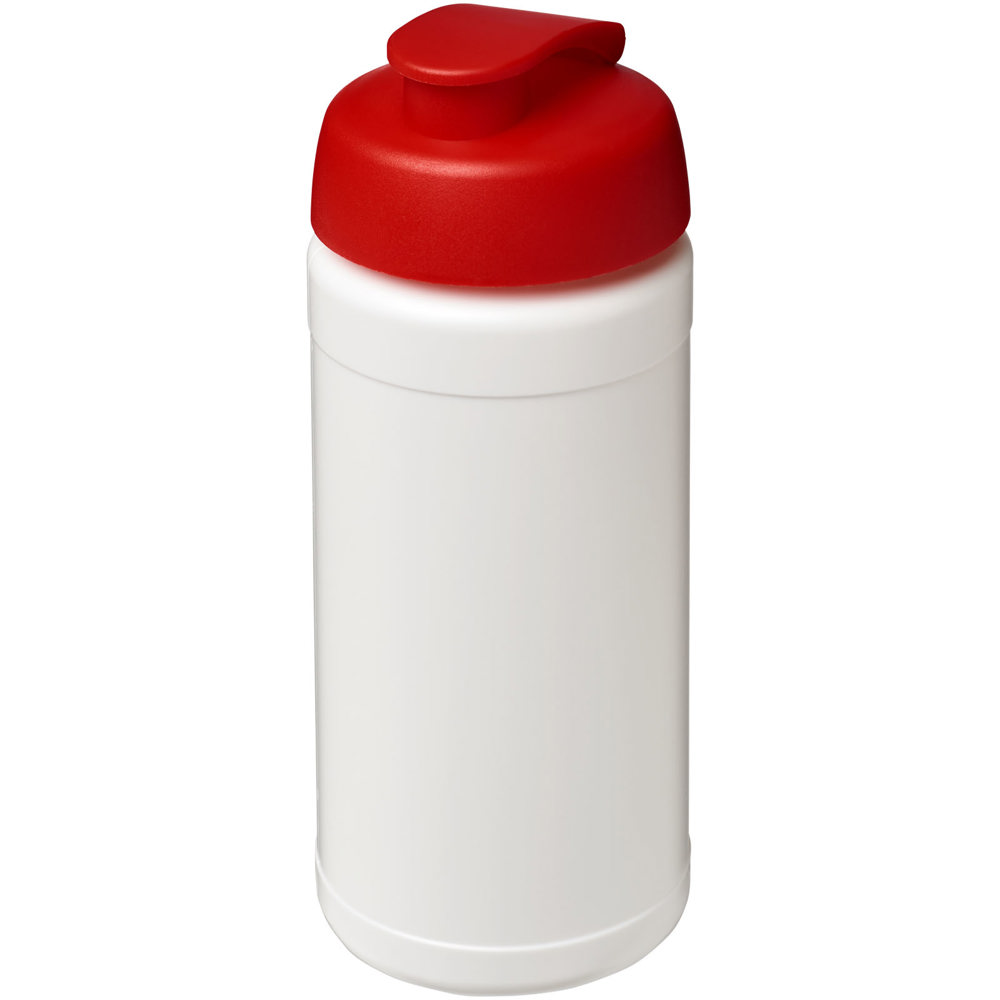 Baseline 500 ml gerecyclede drinkfles met klapdeksel - voor bedrijven en relatiegeschenken - Wit, Rood