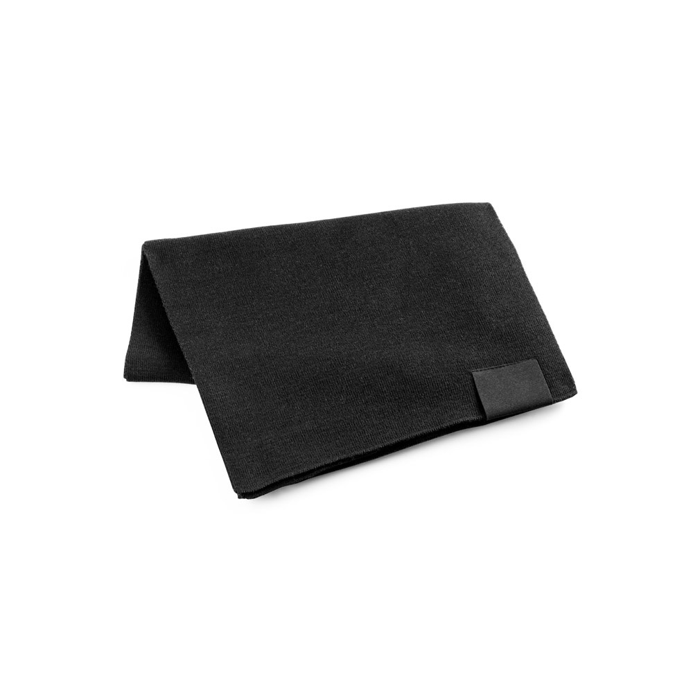 SERENITY. Sjaal van gerecycled polyester (100% rPET) met een gestikt detail om te personaliseren - bedrukt of - Zwart