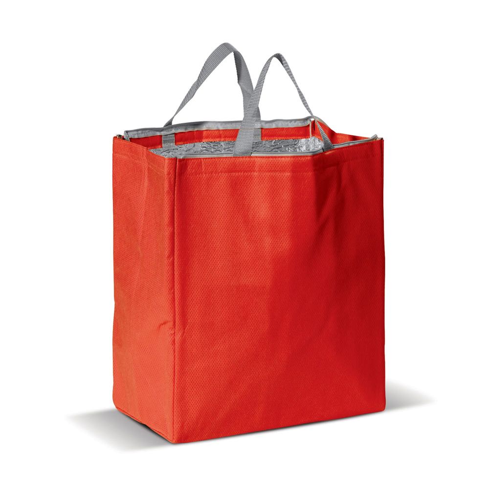 Koeltas non-woven 32.5 x 19.5 x 39 cm, 100 g/m² - bedrukt of onbedrukt verkrijgbaar - rood