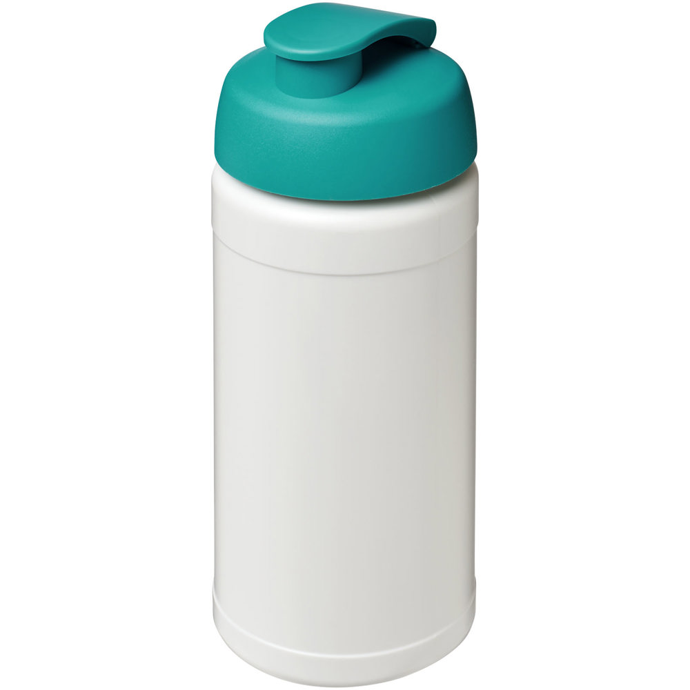 Baseline® Plus 500 ml sportfles met flipcapdeksel - met logo of onbedrukt bestellen - Wit, Aqua
