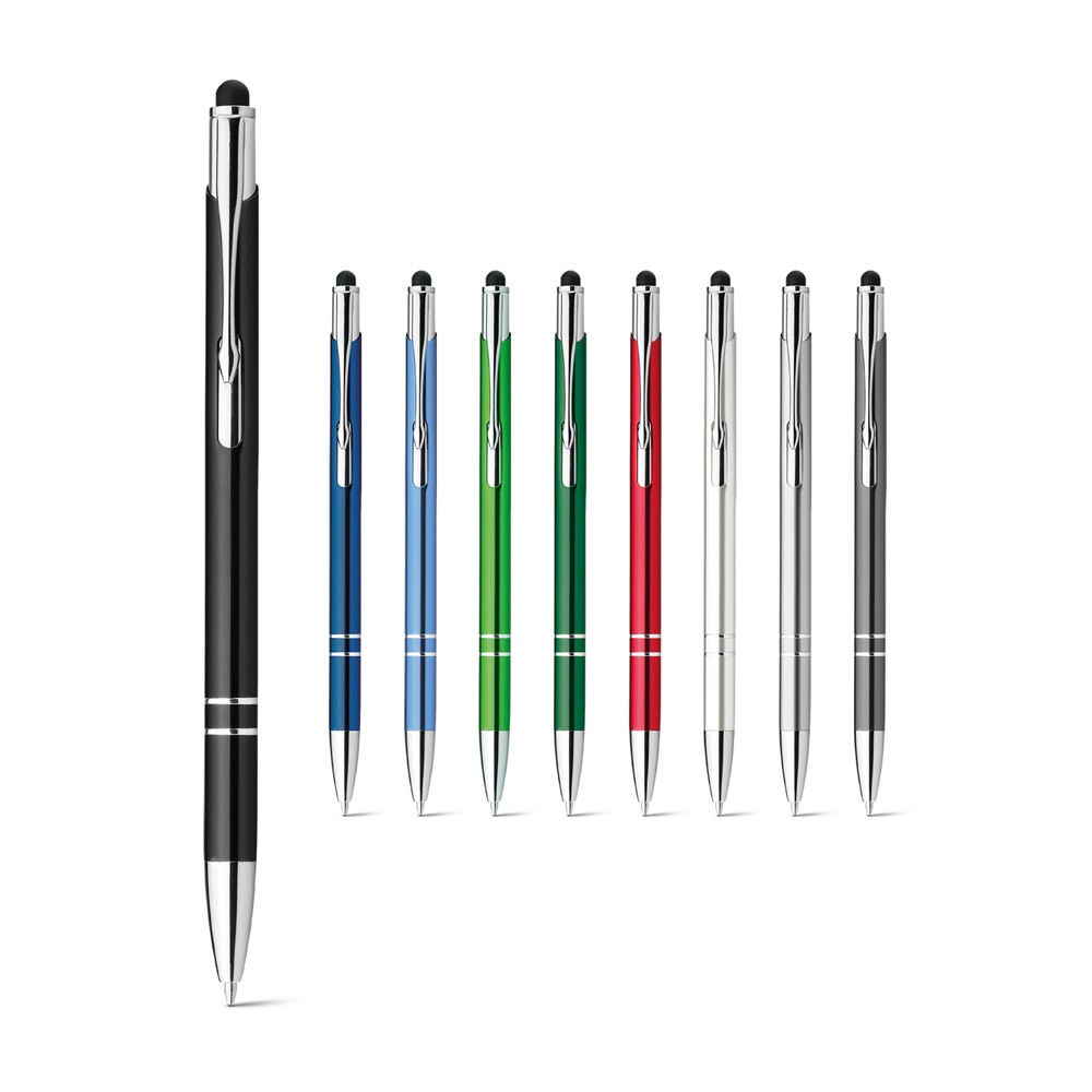 GALBA. Aluminium balpen met touch tip en clip - met logo of onbedrukt bestellen