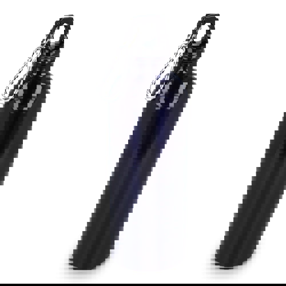 Gerecycled RVS Enkelwandige fles met Karabijnhaak 500ml - bedrukt of onbedrukt verkrijgbaar - donkerblauw