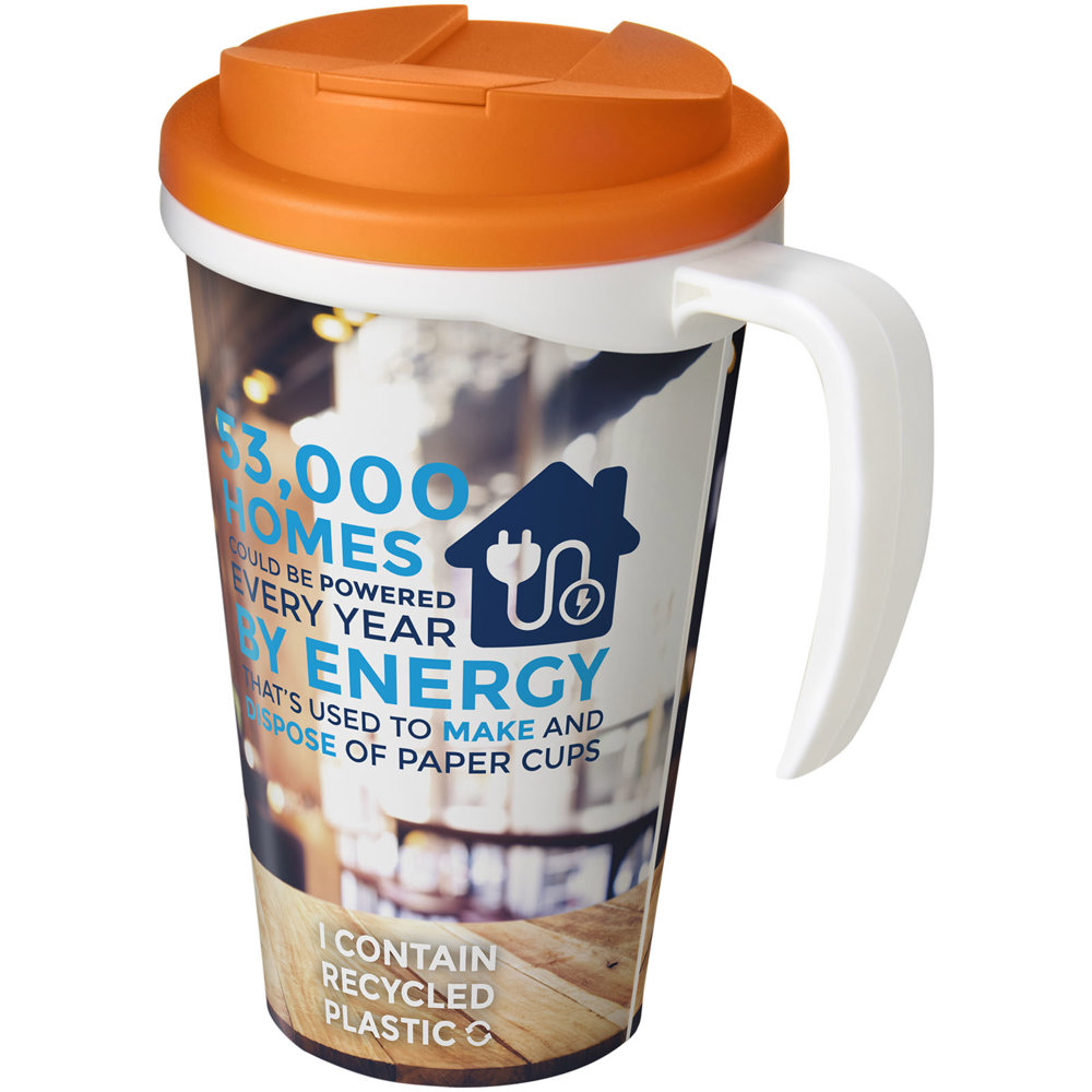 Brite-Americano® Grande 350 ml geïsoleerde beker - met logo of onbedrukt bestellen - Wit, Oranje