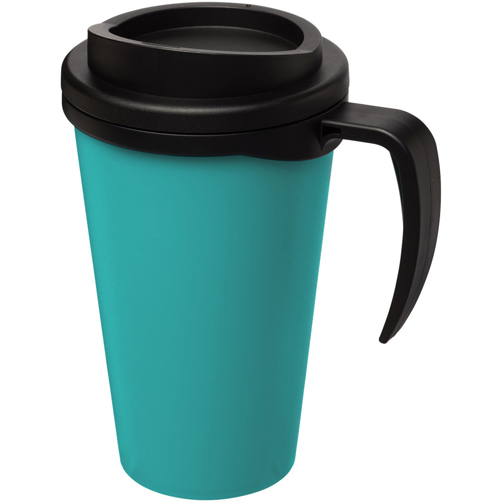 Americano® grande 350 ml geïsoleerde beker - bedrukt of onbedrukt verkrijgbaar - Aquablauw, Zwart