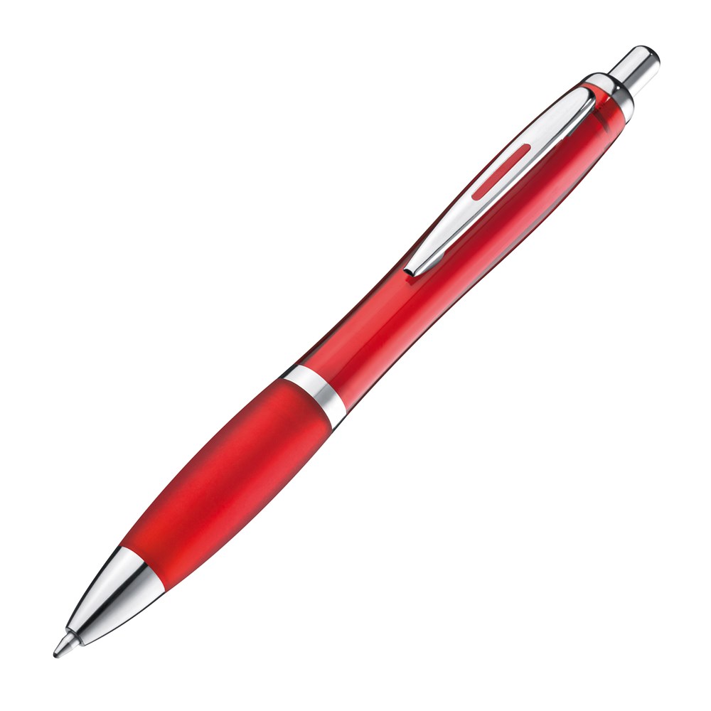 Pen met zilveren metalen clip - voor bedrijven en relatiegeschenken - rood