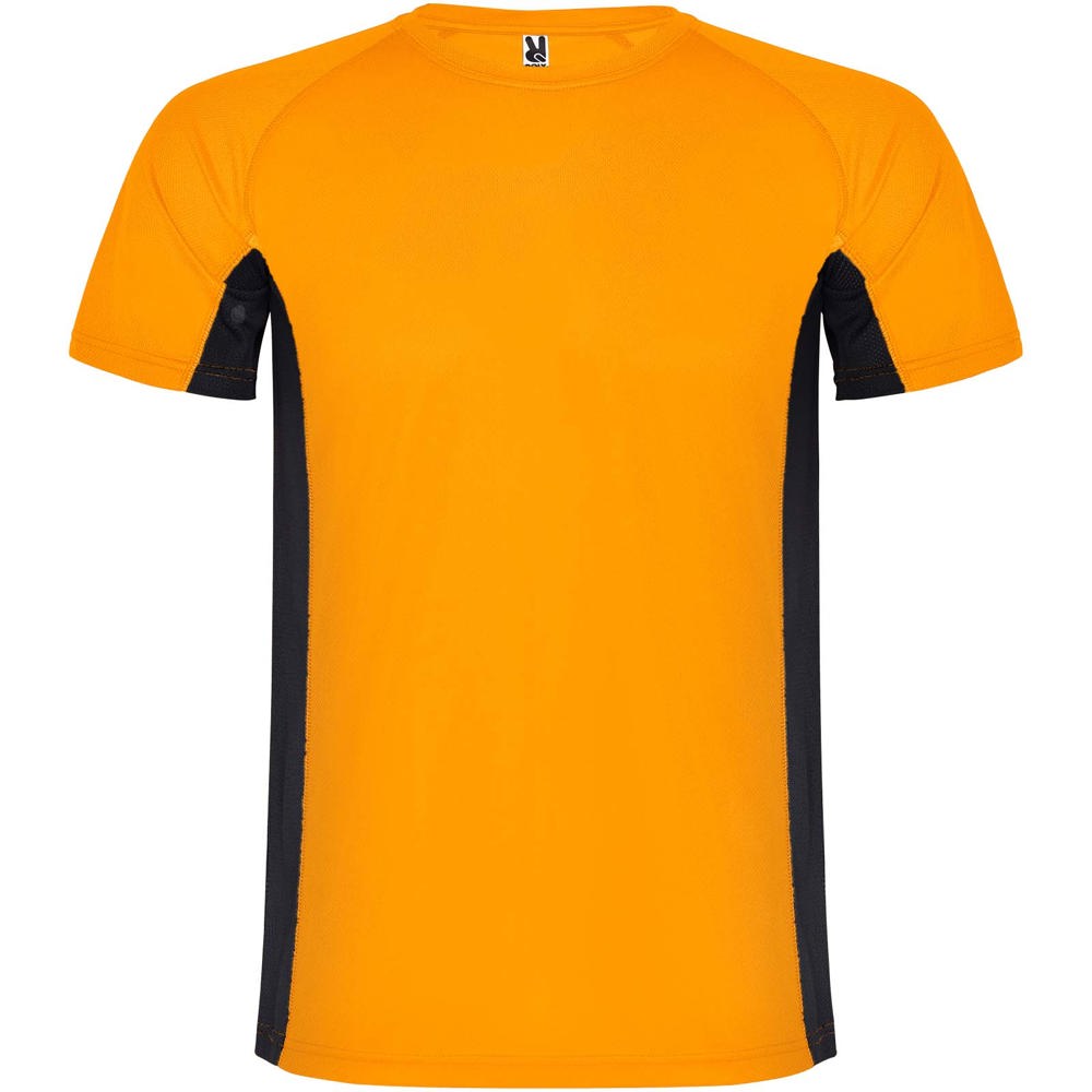 Shanghai sportshirt met korte mouwen voor kinderen - bedrukt of onbedrukt verkrijgbaar - Fluor oranje, Zwart
