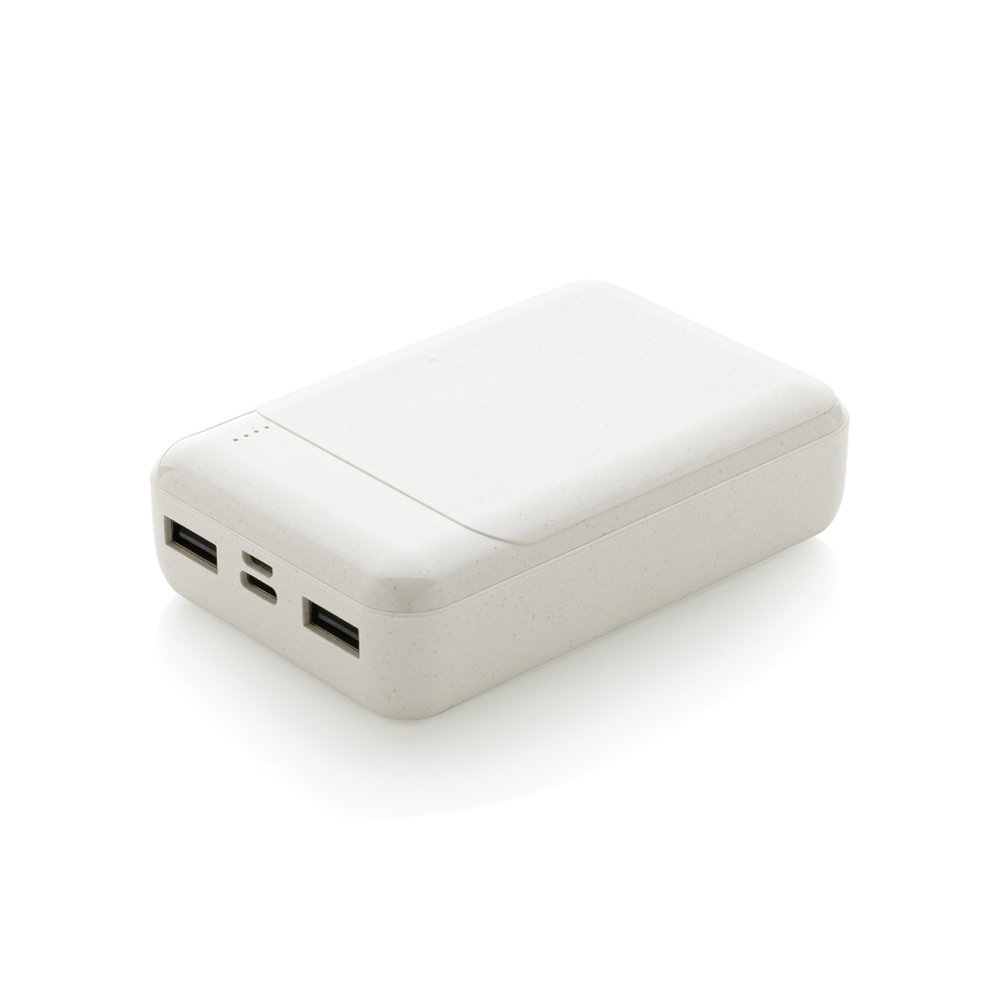 RCS standaard recycled plastic 10.000 mAh powerbank - voor bedrijven en relatiegeschenken - wit (± PMS White)