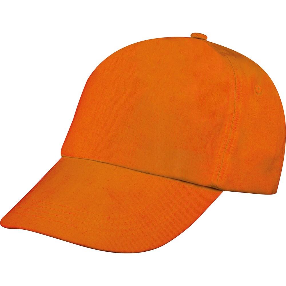 AZO-vrij katoenen baseball-cap, 5 panels - bedrukt of onbedrukt verkrijgbaar - Oranje