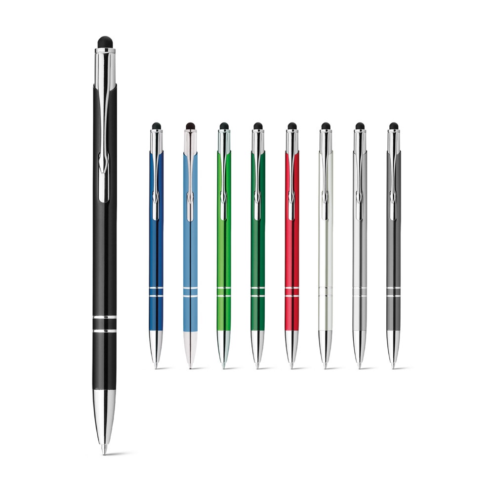 GALBA. Aluminium balpen met touch tip en clip - met logo of onbedrukt bestellen