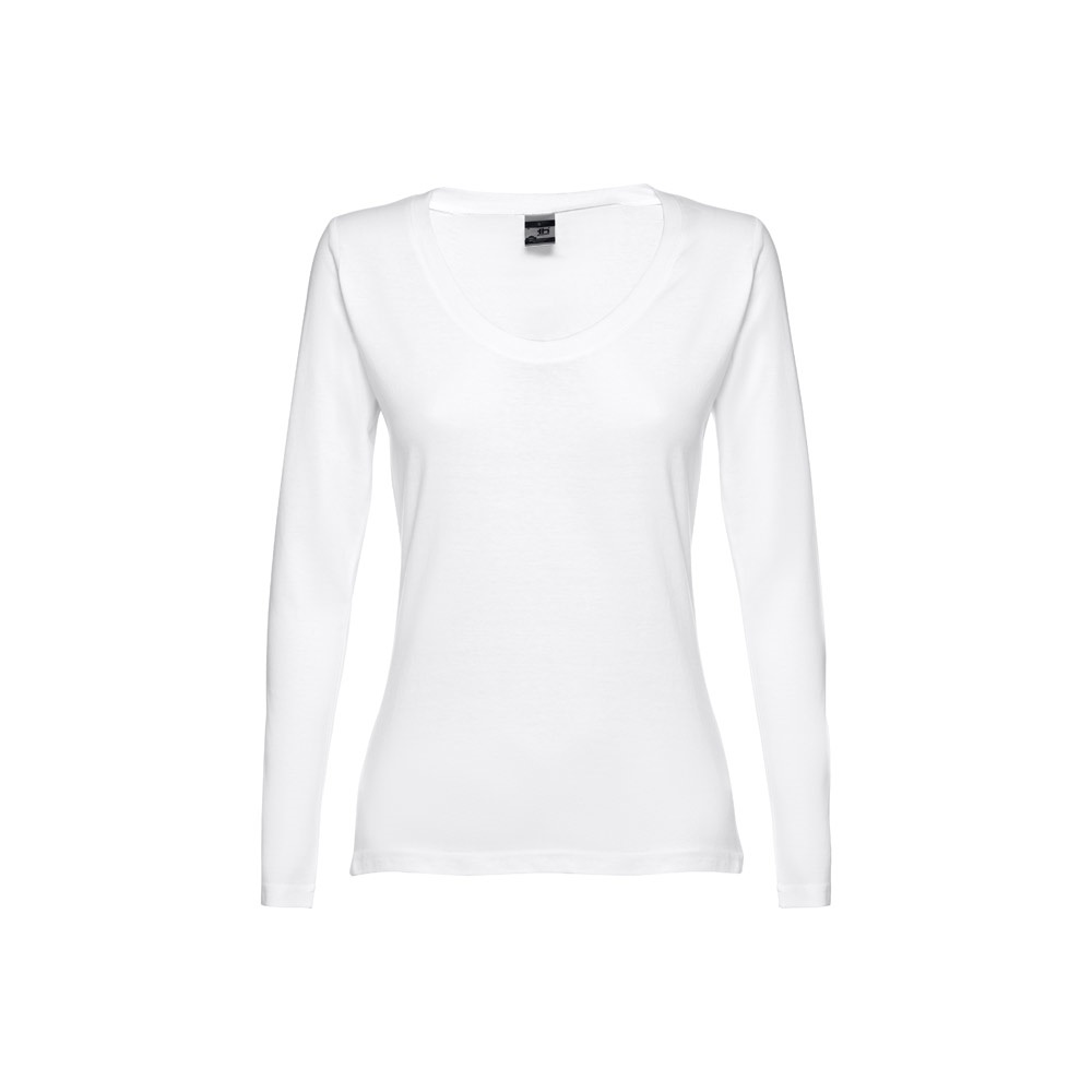 THC BUCHAREST WOMEN WH. Dames-T-shirt met lange mouwen en riem - met logo of onbedrukt bestellen - wit
