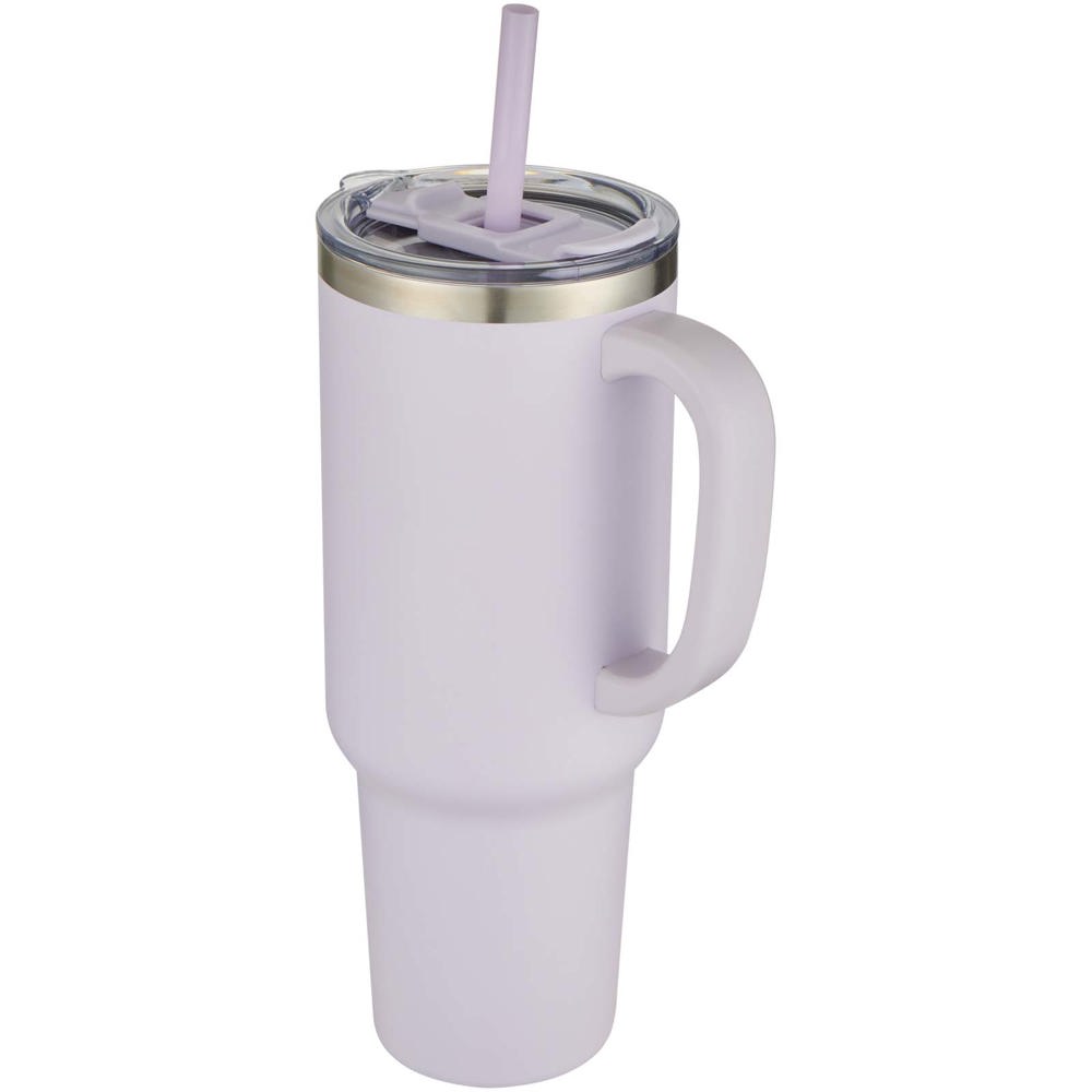 Sydney 1200 ml dubbelwandige RCS-gecertificeerde koperen vacuüm geïsoleerde beker met rietje - met logo of - Lila