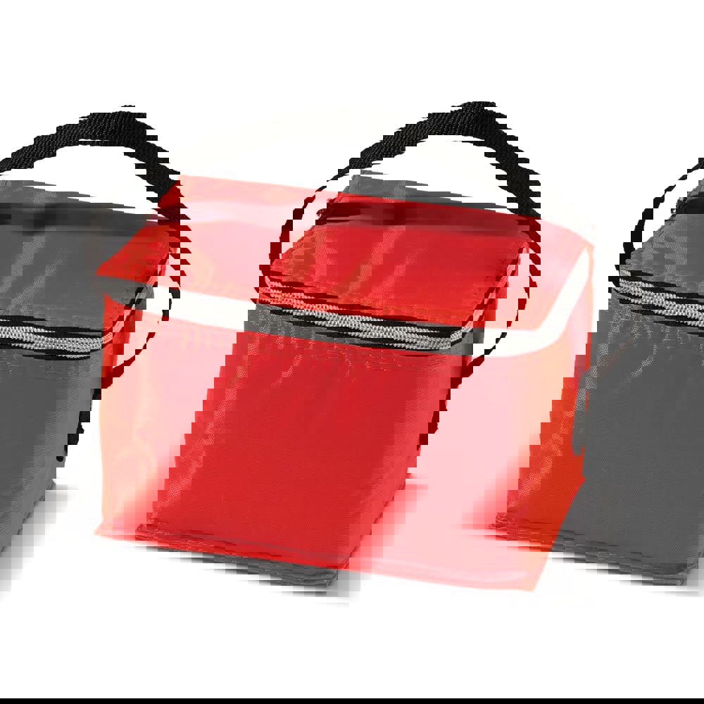 Koeltas met rits klein 20 x 12.5 x 13 cm - bedrukt of onbedrukt verkrijgbaar - rood