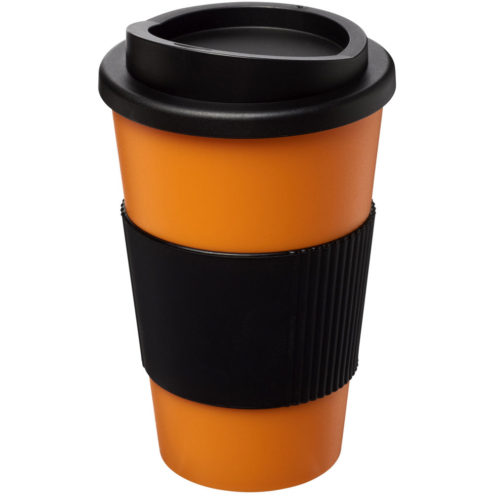 Americano® 350 ml geïsoleerde beker met grip - kopen of bedrukken - Oranje, Zwart