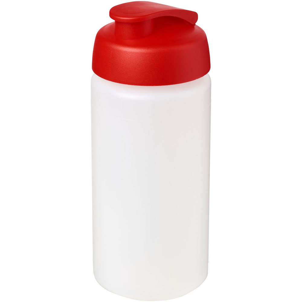 Baseline® Plus grip 500 ml sportfles met flipcapdeksel - met logo of onbedrukt bestellen - Transparent, Rood