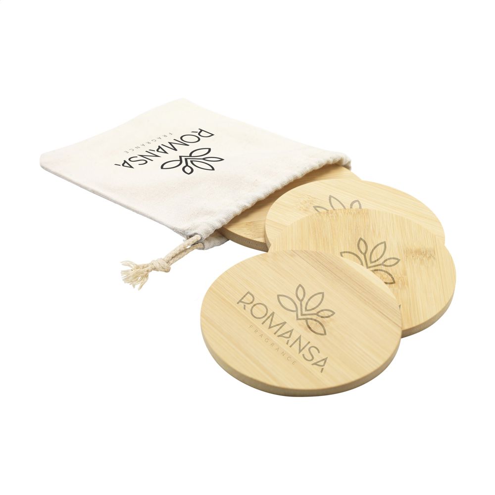 Bamboo Coaster Set onderzetters - met logo of onbedrukt bestellen