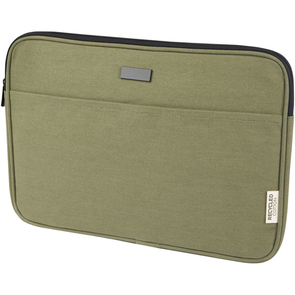 Joey 14 inch GRS gerecyclede canvas laptophoes, 2 l - voor bedrijven en relatiegeschenken - Olijf
