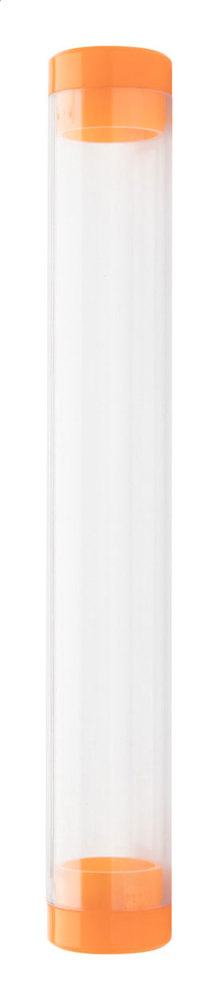 Crube - pennenkoker - met logo of onbedrukt bestellen - oranje/transparant