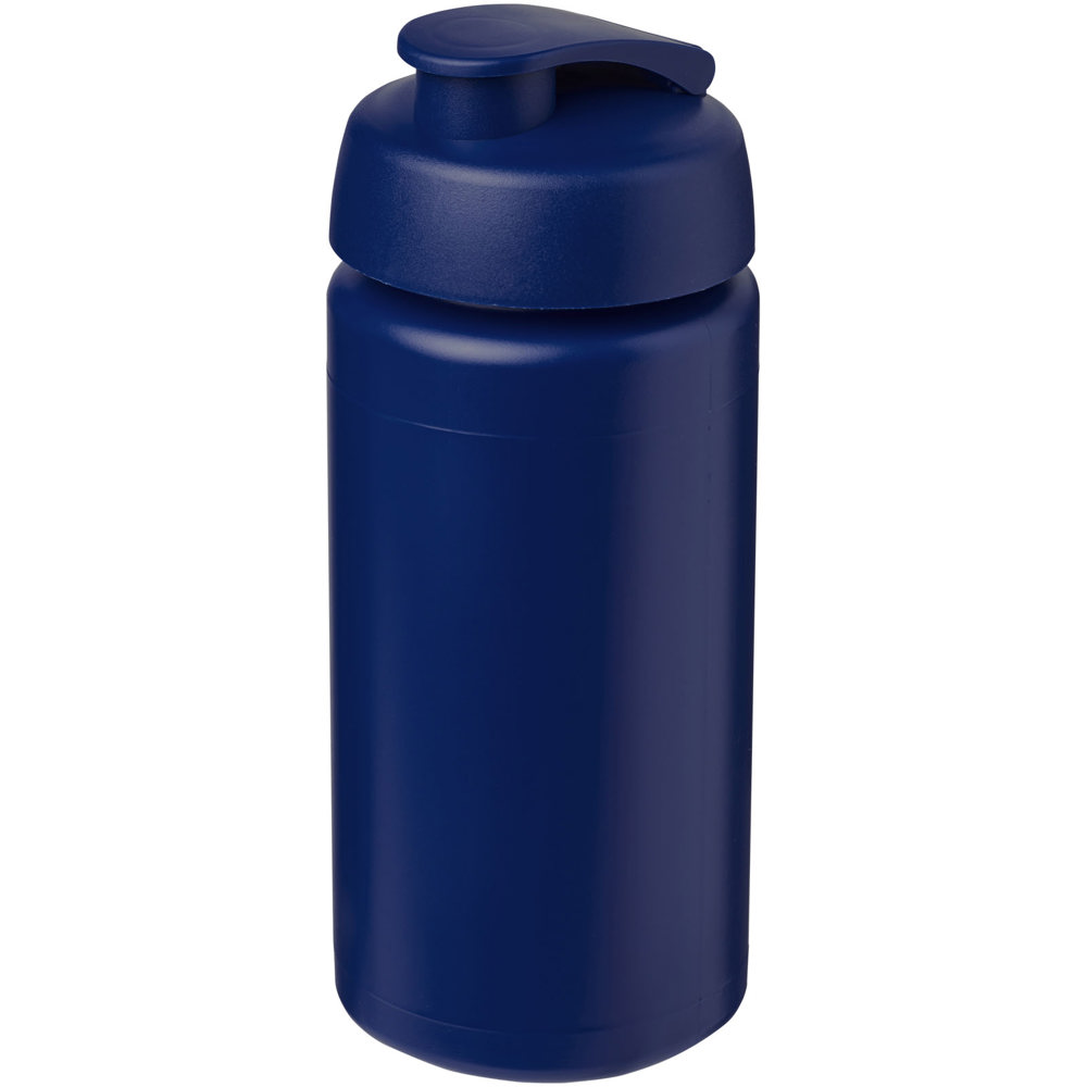 Baseline® Plus grip 500 ml sportfles met flipcapdeksel - met logo of onbedrukt bestellen - Blauw