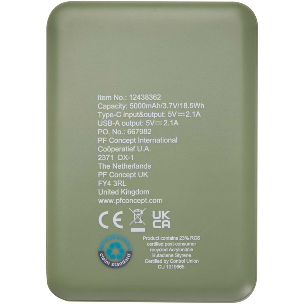 Asama type-C powerbank van 5000 mAh van gerecycled plastic