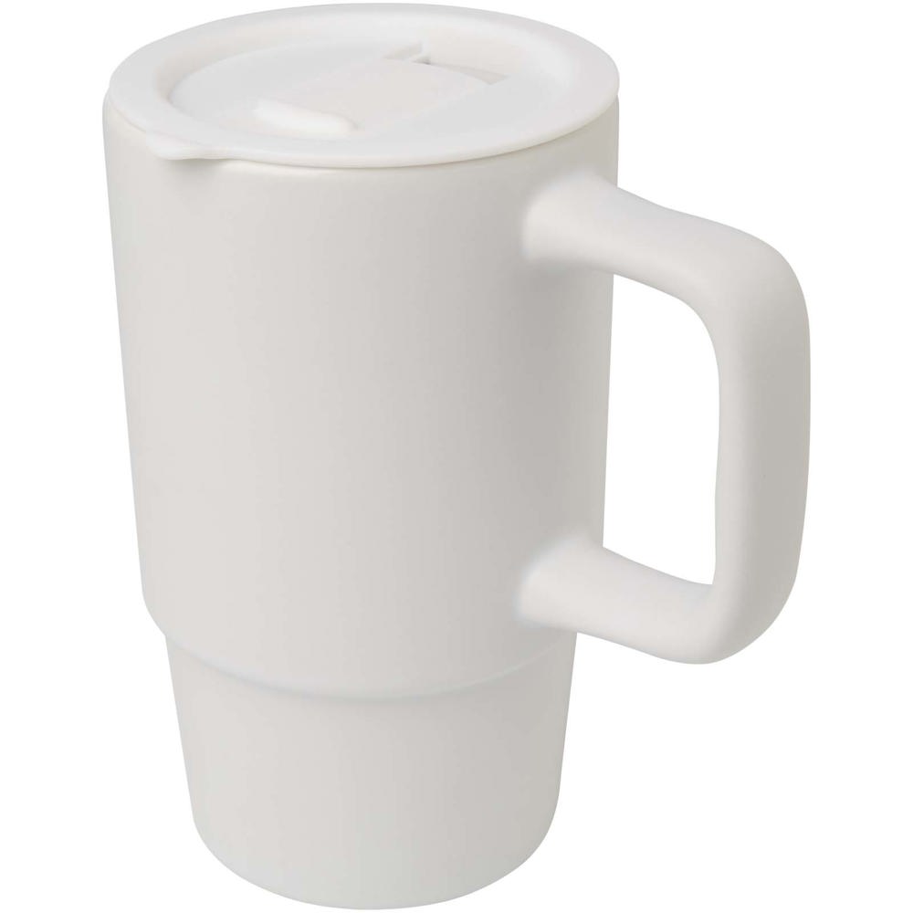 Carter 450 ml mok van keramiek met plastic deksel - kopen of bedrukken - Wit