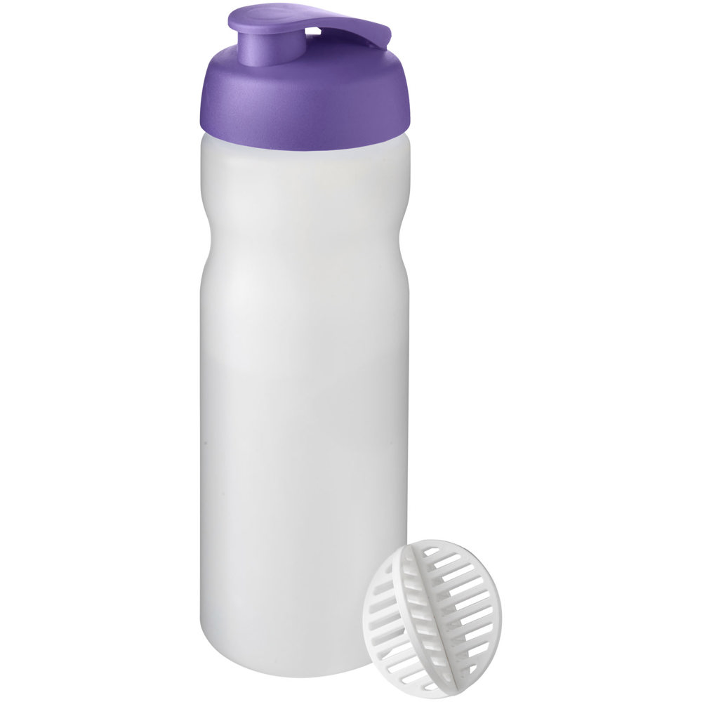 Baseline® Plus 650 ml sportfles met shaker bal - met logo of onbedrukt bestellen - Paars, Mat helder