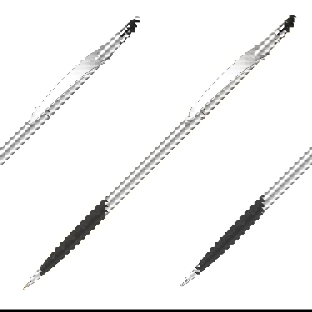 Balpen Cosmo stylus hardcolour - bedrukt of onbedrukt verkrijgbaar - Zilver / Zwart