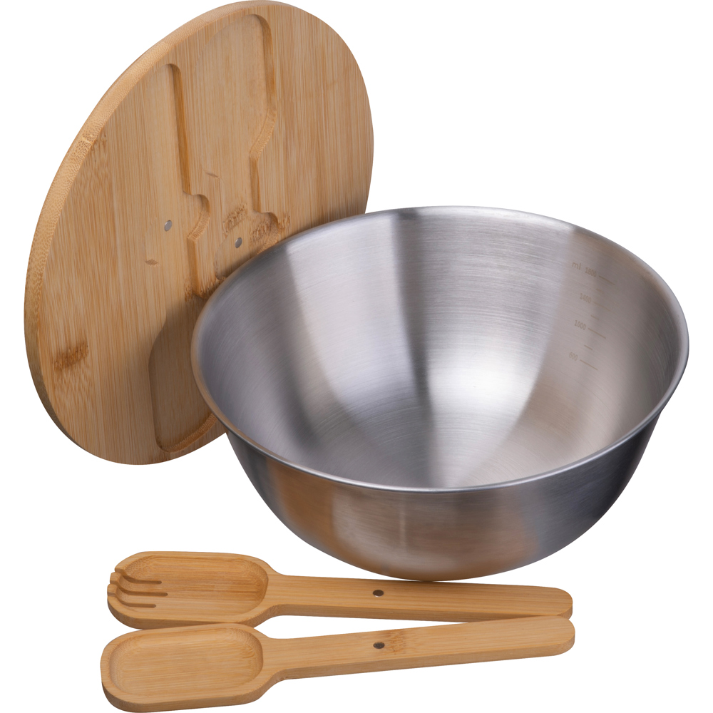 Saladekom met bamboe deksel