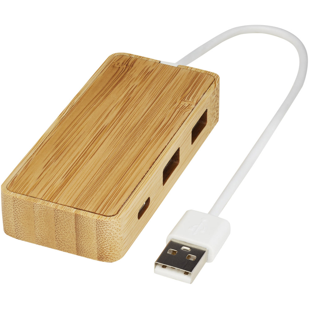 Tapas USB hub van bamboe - bedrukt of onbedrukt verkrijgbaar
