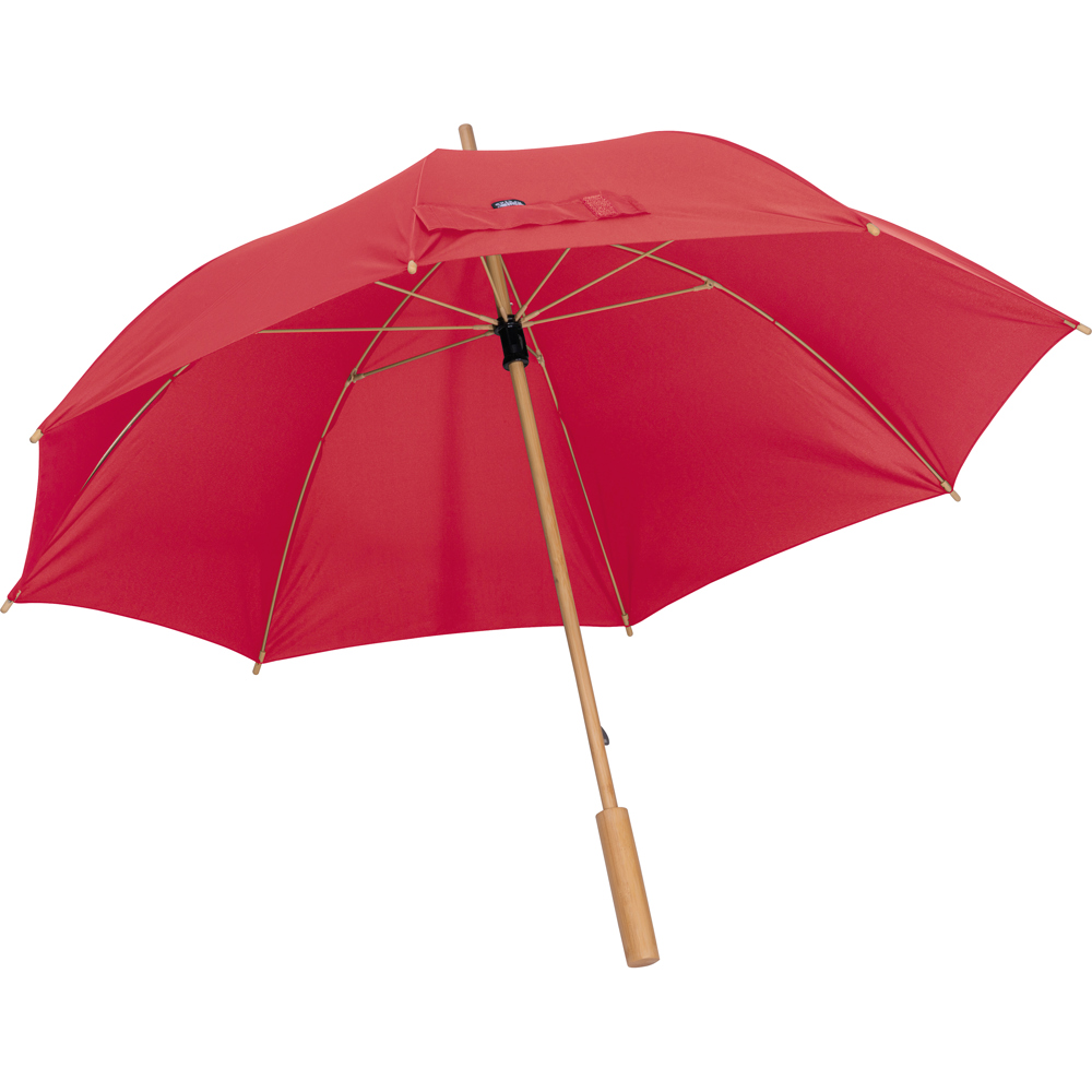 RPET paraplu met bamboe frame - Rood