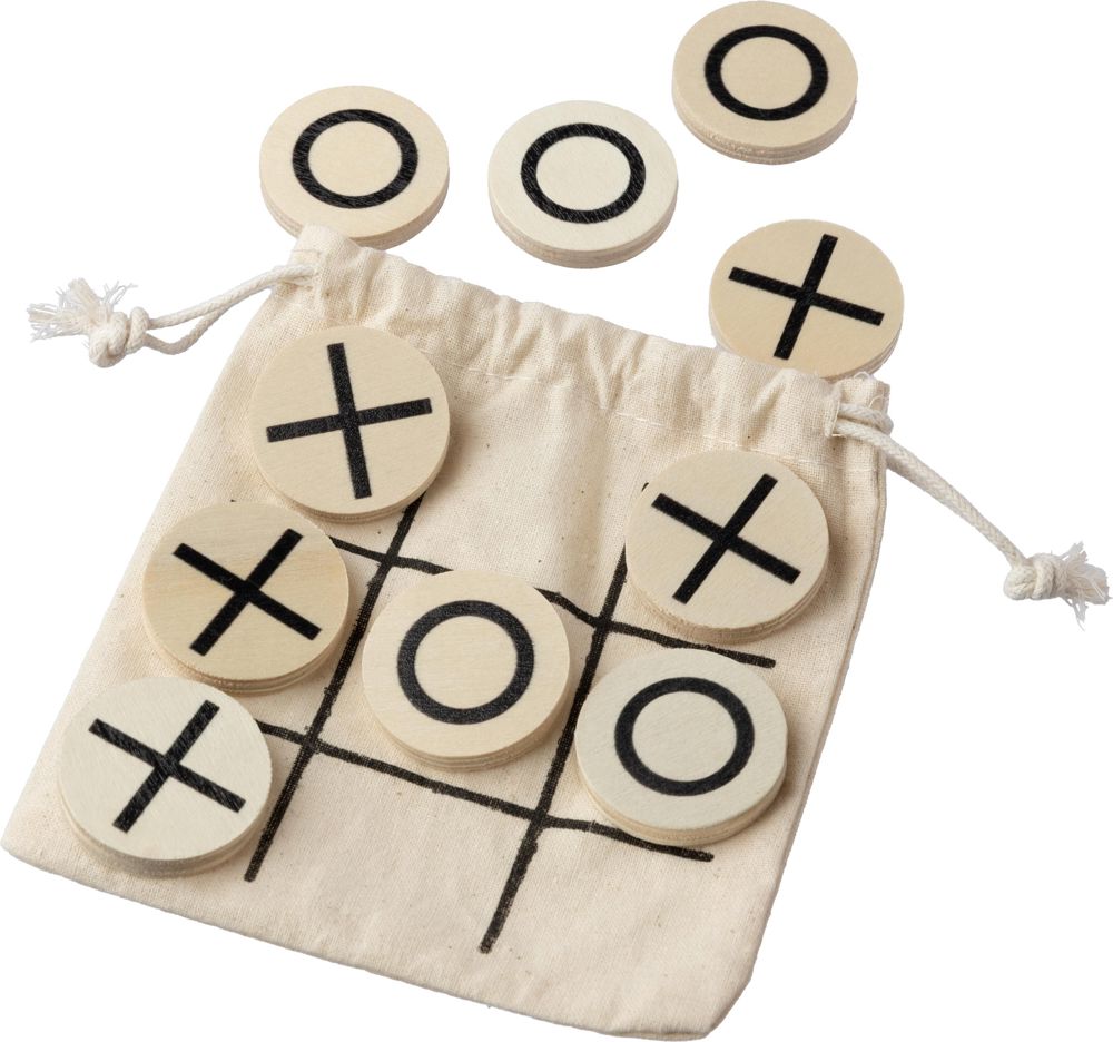 Natuurlijk houten tic-tac-toe spel Waltraud - met logo of onbedrukt bestellen