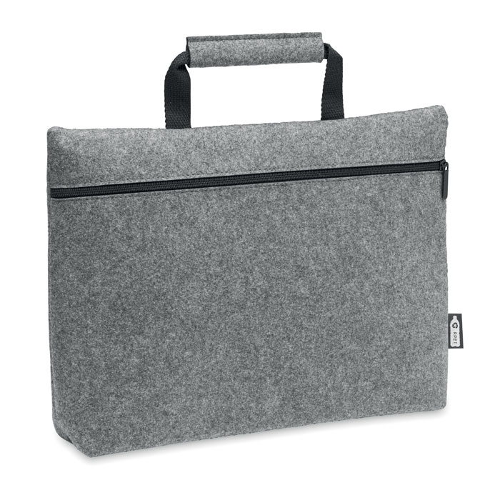TAPLA - RPET vilt laptop tas met rits - met logo of onbedrukt bestellen - Grijs