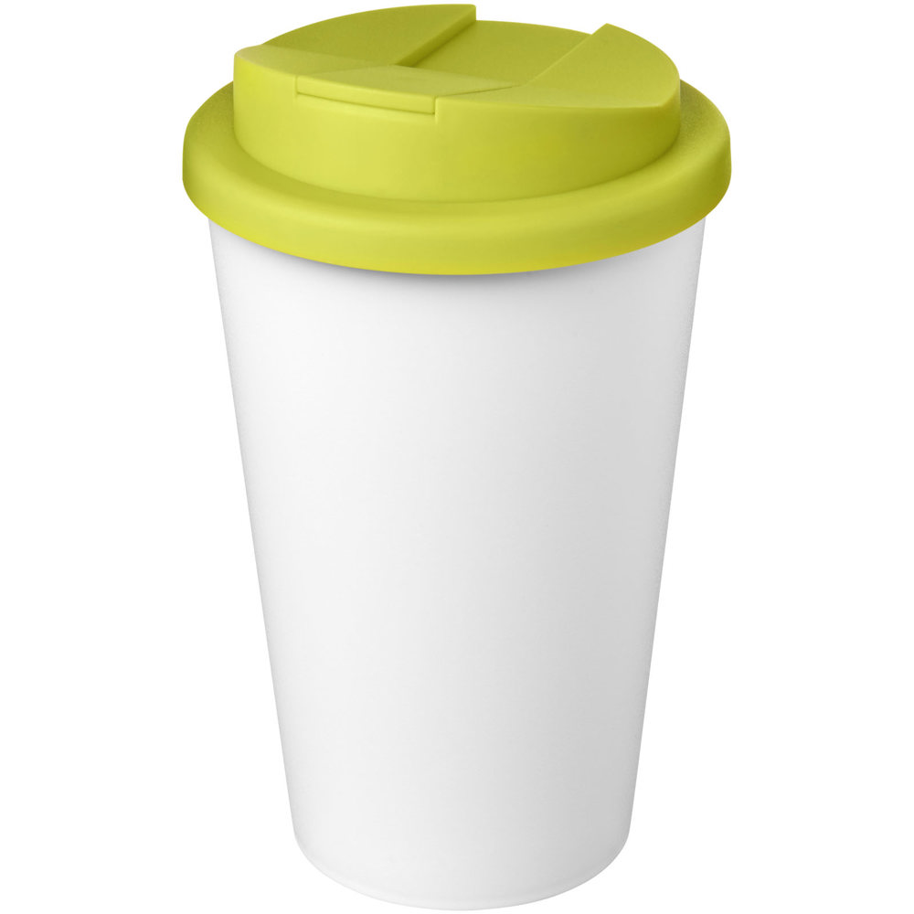 Americano® Eco 350 ml gerecyclede beker met spill-proof deksel - voor bedrijven en relatiegeschenken - Lime, Wit