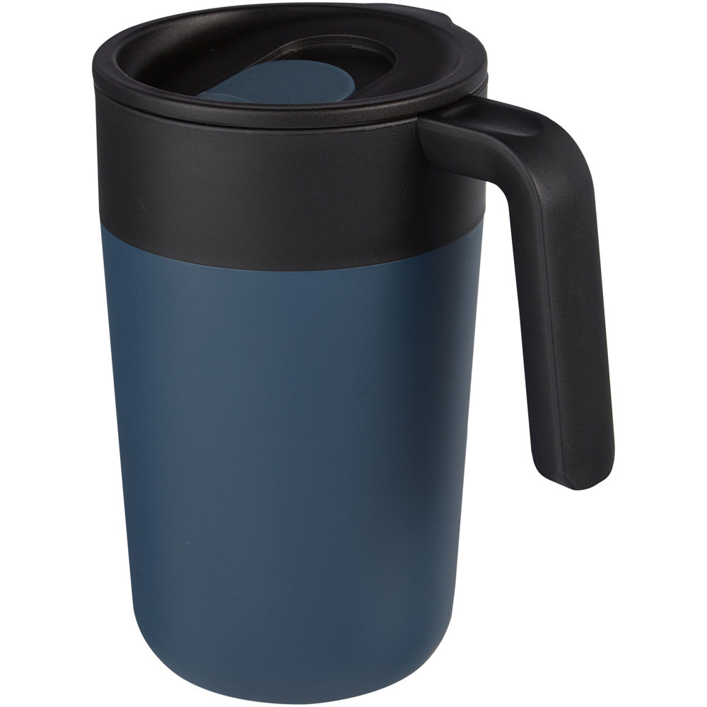 Nordia 400 ml dubbelwandige gerecyclede mok - voor bedrijven en relatiegeschenken - Donkerblauw
