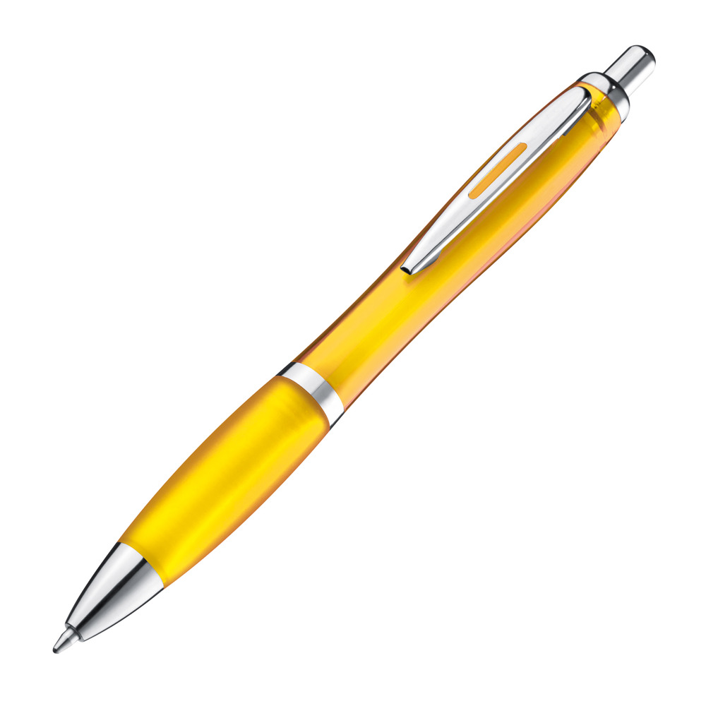 Pen met zilveren metalen clip - voor bedrijven en relatiegeschenken - geel