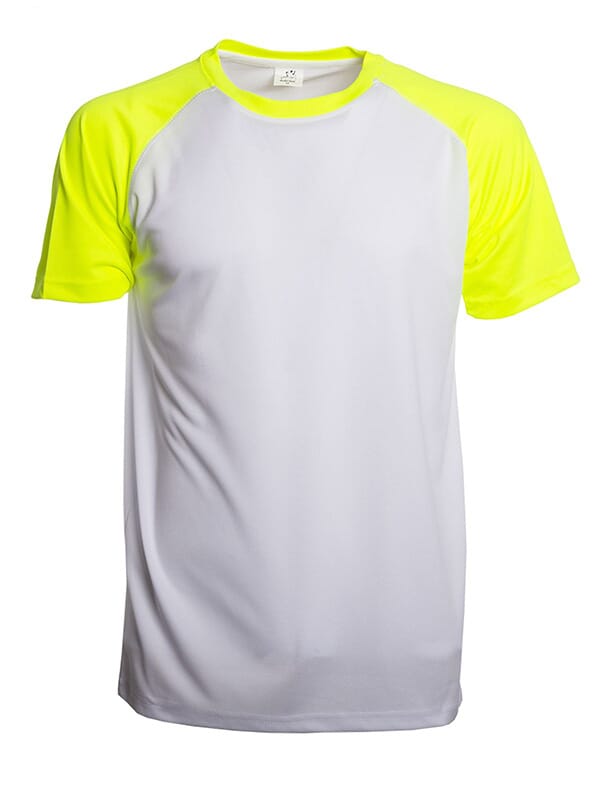SP Trail sportshirt, 140 gr/m² - met logo of onbedrukt bestellen - Wit/Fluo geel